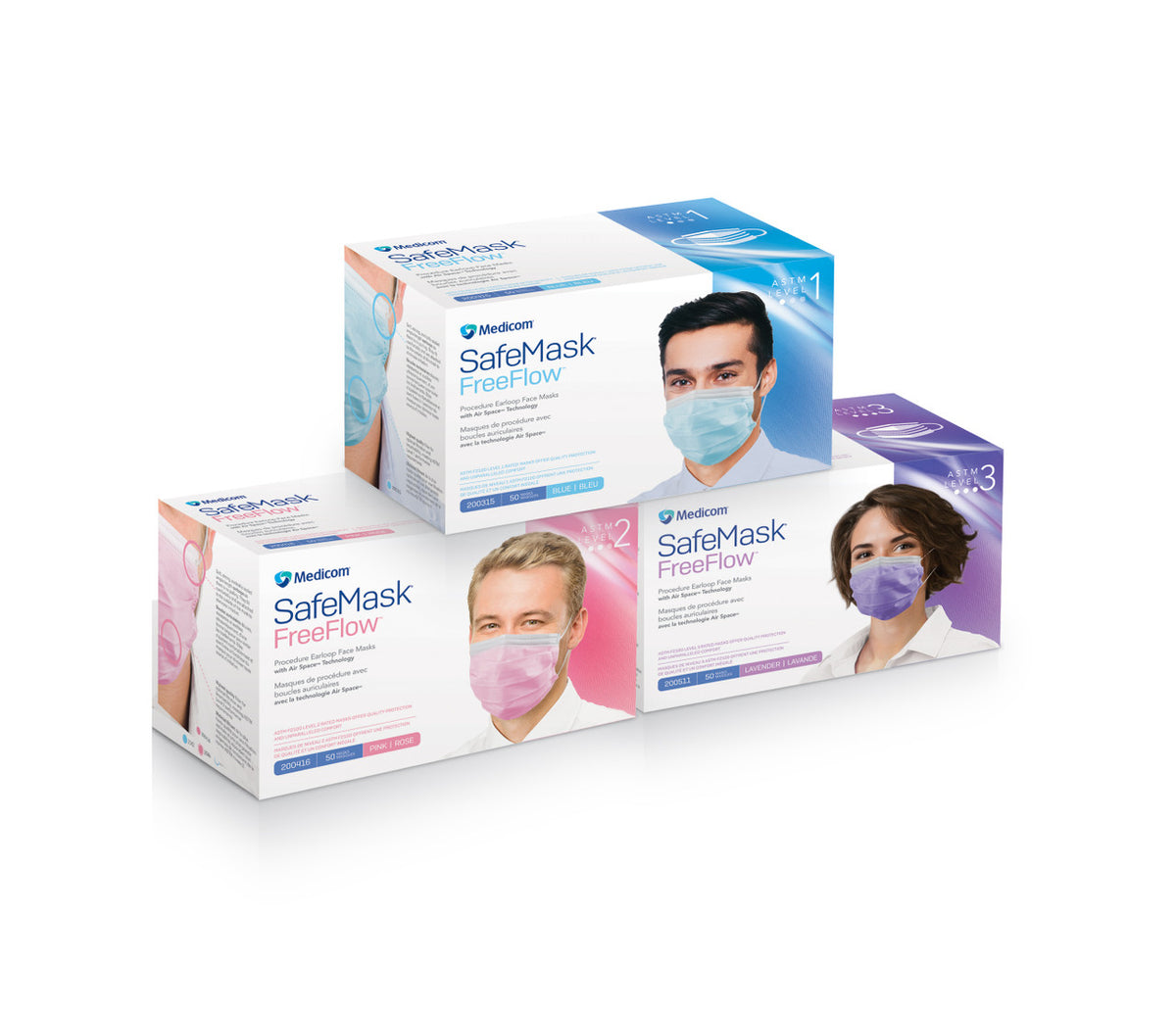 Medicom SafeMask FreeFlow ASTM Level 3 Earloop Face Mask