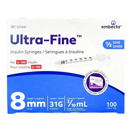 Embecta Ultra-Fine insulin syringes packaging on a white background