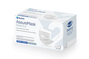 Box of Medicom AssureMask Balance face masks on a white background