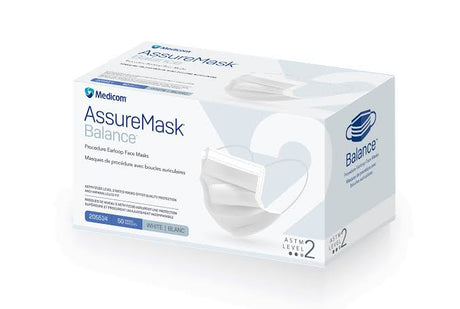 Box of Medicom AssureMask Balance face masks on a white background