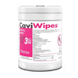 CaviWipes container with pink label on a white background