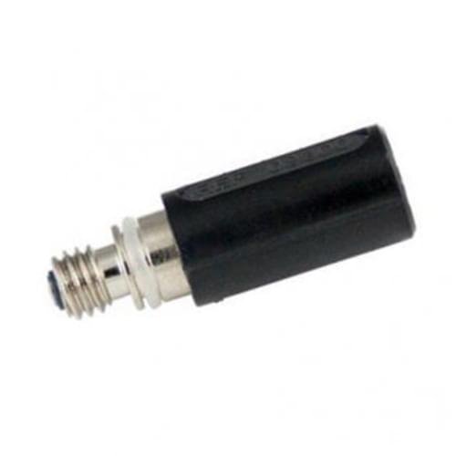 Black and silver adapter on a white background